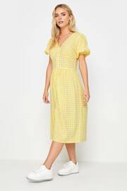 PixieGirl Petite Yellow Yellow Gingham Print Button Through Midi Dress - Image 1 of 5