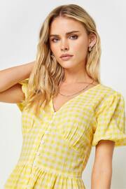 PixieGirl Petite Yellow Yellow Gingham Print Button Through Midi Dress - Image 4 of 5