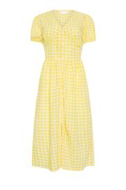 PixieGirl Petite Yellow Yellow Gingham Print Button Through Midi Dress - Image 5 of 5