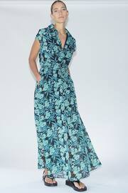 Religion Green Floral Maxi Midi Shirt Dress With Tie Waist - Image 1 of 7