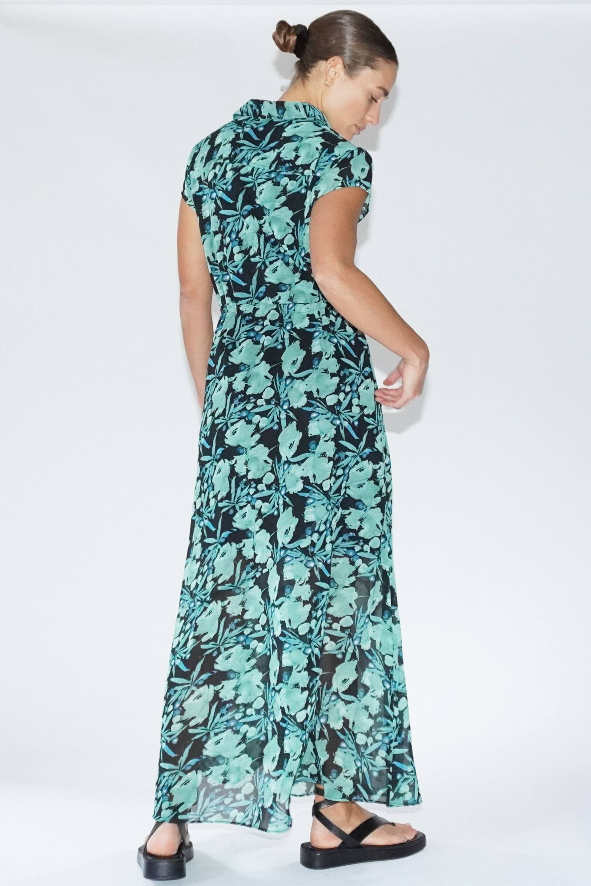 Religion Green Floral Maxi Midi Shirt Dress With Tie Waist - Image 2 of 7