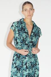 Religion Green Floral Maxi Midi Shirt Dress With Tie Waist - Image 4 of 7