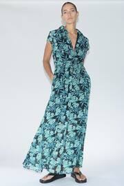 Religion Green Floral Maxi Midi Shirt Dress With Tie Waist - Image 5 of 7