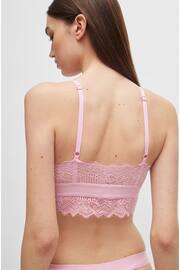 HUGO Pink Padded Triangle Bra in Geometric Lace With Logo Label - Image 2 of 5