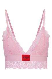 HUGO Pink Padded Triangle Bra in Geometric Lace With Logo Label - Image 5 of 5