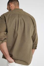 River Island Green Khaki Long Sleeve Linen Blend Shirt - Image 3 of 4