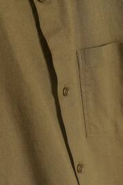 River Island Green Khaki Long Sleeve Linen Blend Shirt - Image 4 of 4