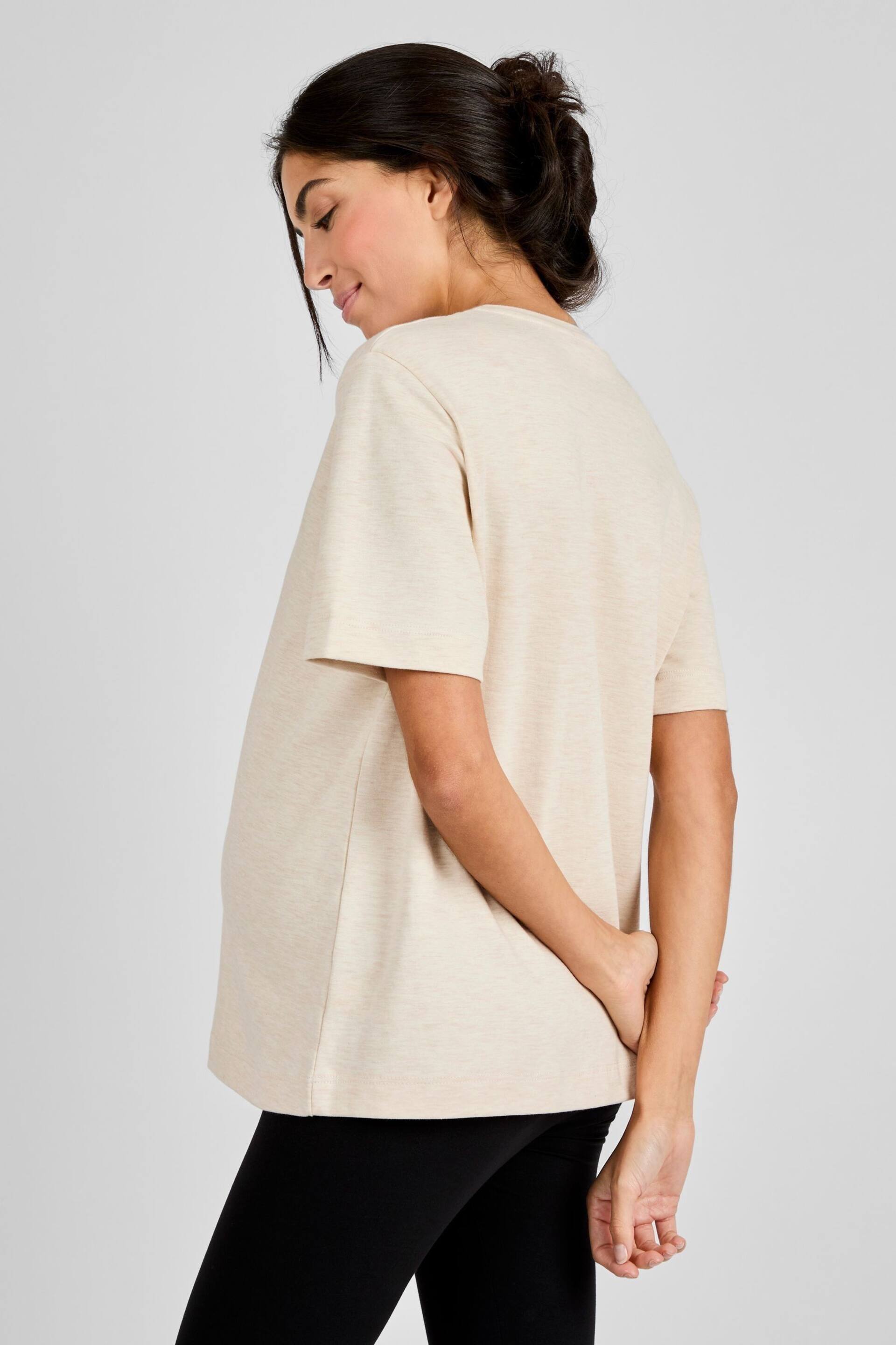 JoJo Maman Bébé Oatmeal Oversized Boyfriend Maternity T-Shirt - Image 2 of 4