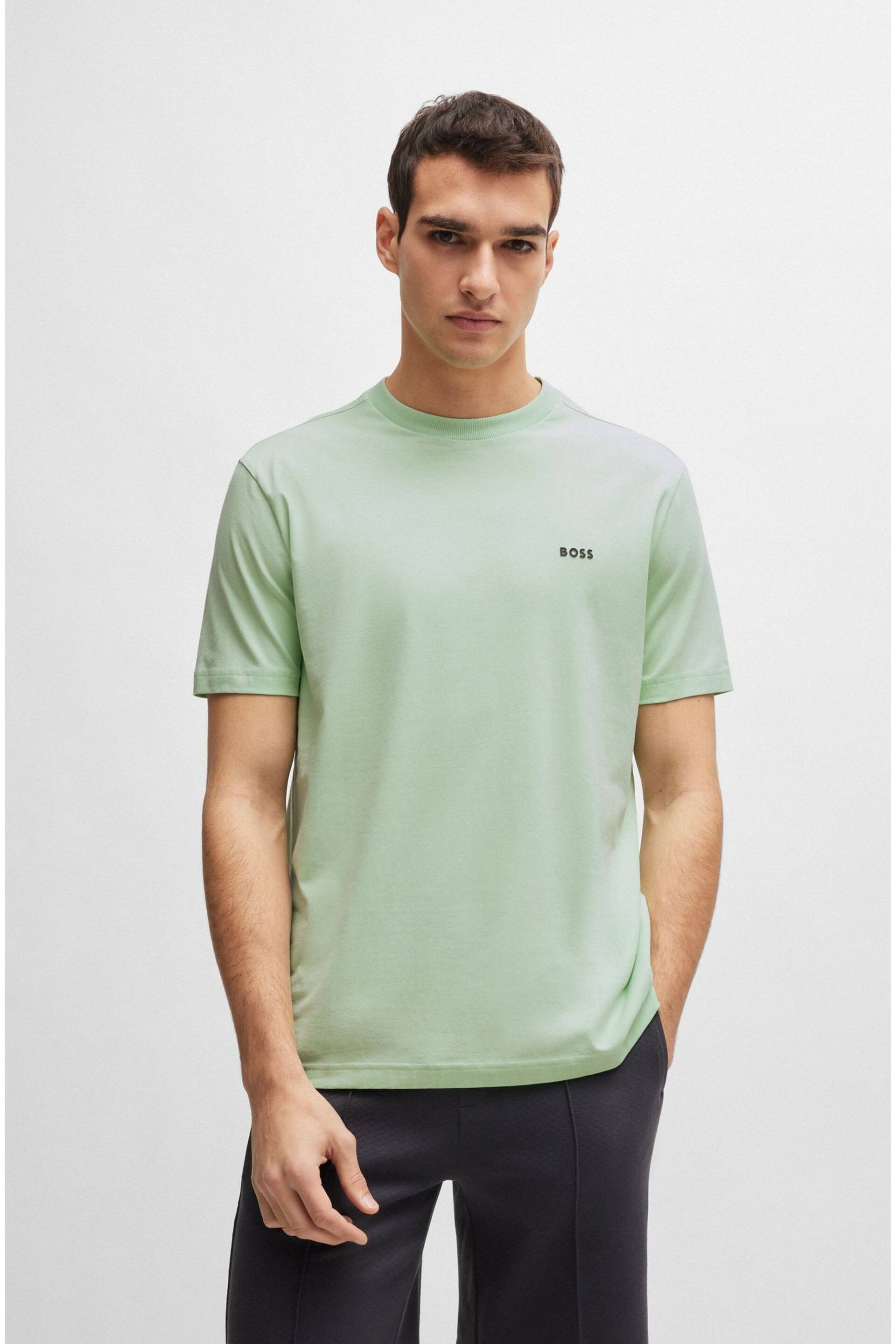 BOSS Green Stretch-Cotton Regular-Fit T-Shirt With Contrast Logo - Image 1 of 5