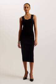 Ted Baker Black Sharmay Scallop Detail Bodycon Dress - Image 1 of 5