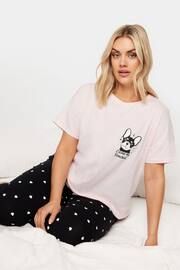 Yours Curve Pink 'Excuse My Frenchie' Pyjama Set - Image 1 of 5
