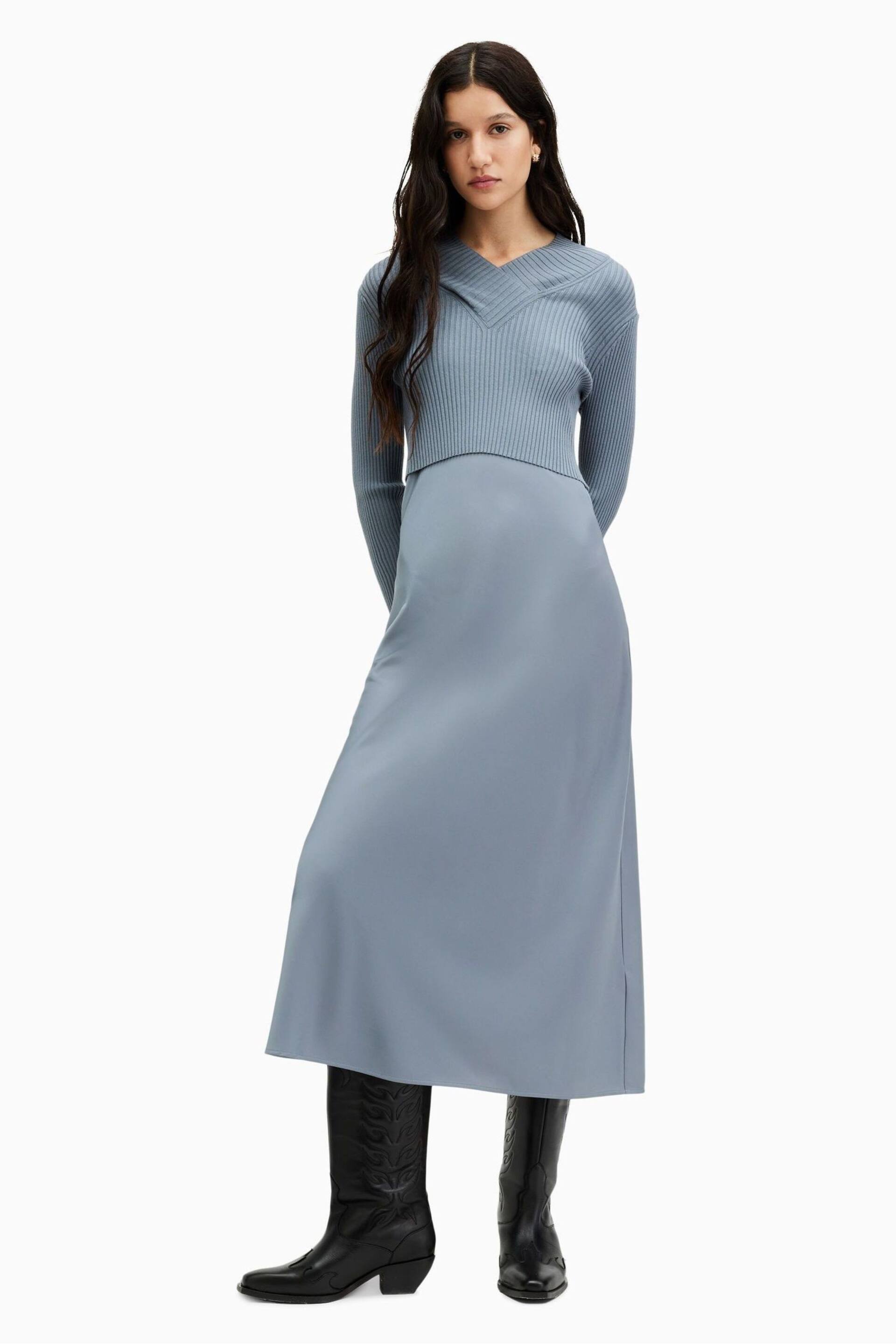 AllSaints Blue Hana Dress - Image 1 of 6