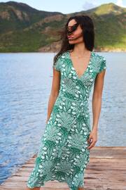 Boden Green Joanna Cap Sleeve Wrap Dress - Image 1 of 6