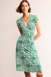 Boden Green Joanna Cap Sleeve Wrap Dress - Image 2 of 6