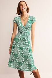 Boden Green Joanna Cap Sleeve Wrap Dress - Image 4 of 6