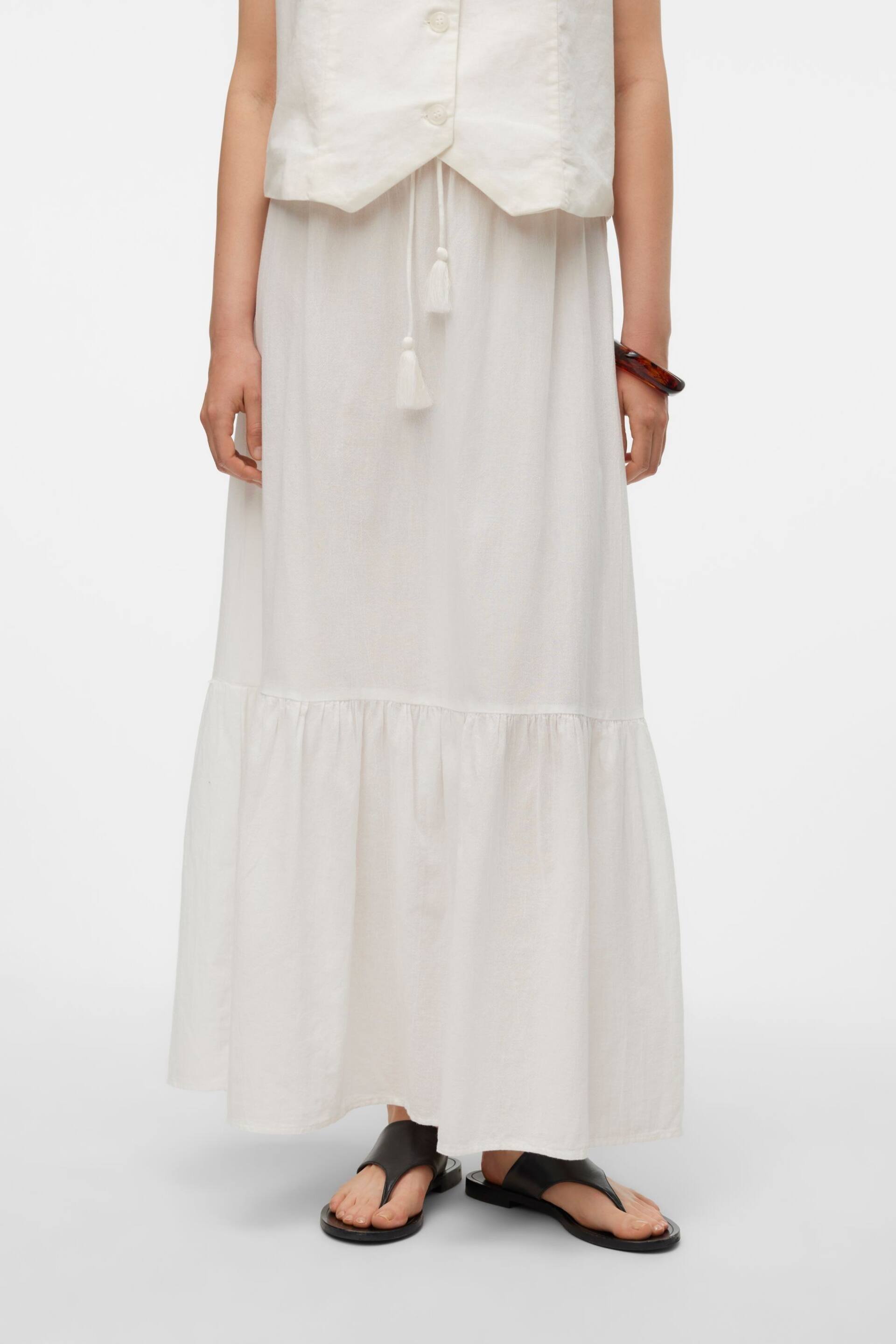 VERO MODA White Tiered Summer Maxi Skirt - Image 1 of 1