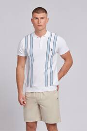 U.S. Polo Assn. Mens Regular Fit Vertical Stripe Knit White Polo Shirt - Image 1 of 7