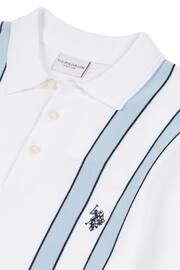 U.S. Polo Assn. Mens Regular Fit Vertical Stripe Knit White Polo Shirt - Image 7 of 7