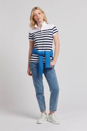 U.S. Polo Assn. Womens Blue Regular Fit Engineered Stripe Polo Shirt - Image 6 of 8