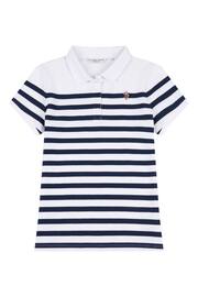 U.S. Polo Assn. Womens Blue Regular Fit Engineered Stripe Polo Shirt - Image 7 of 8