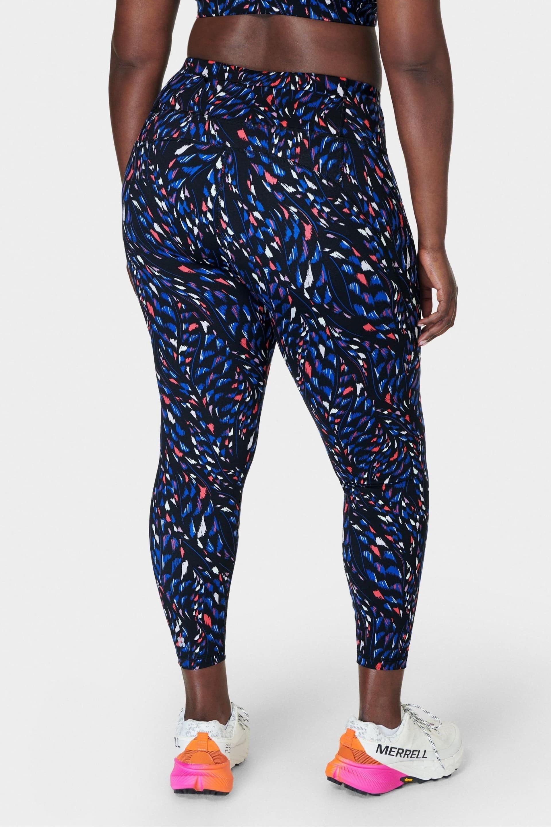 Sweaty Betty Black Coral Texture Print 7/8 Length Aerial Core Workout Leggings - Image 2 of 8