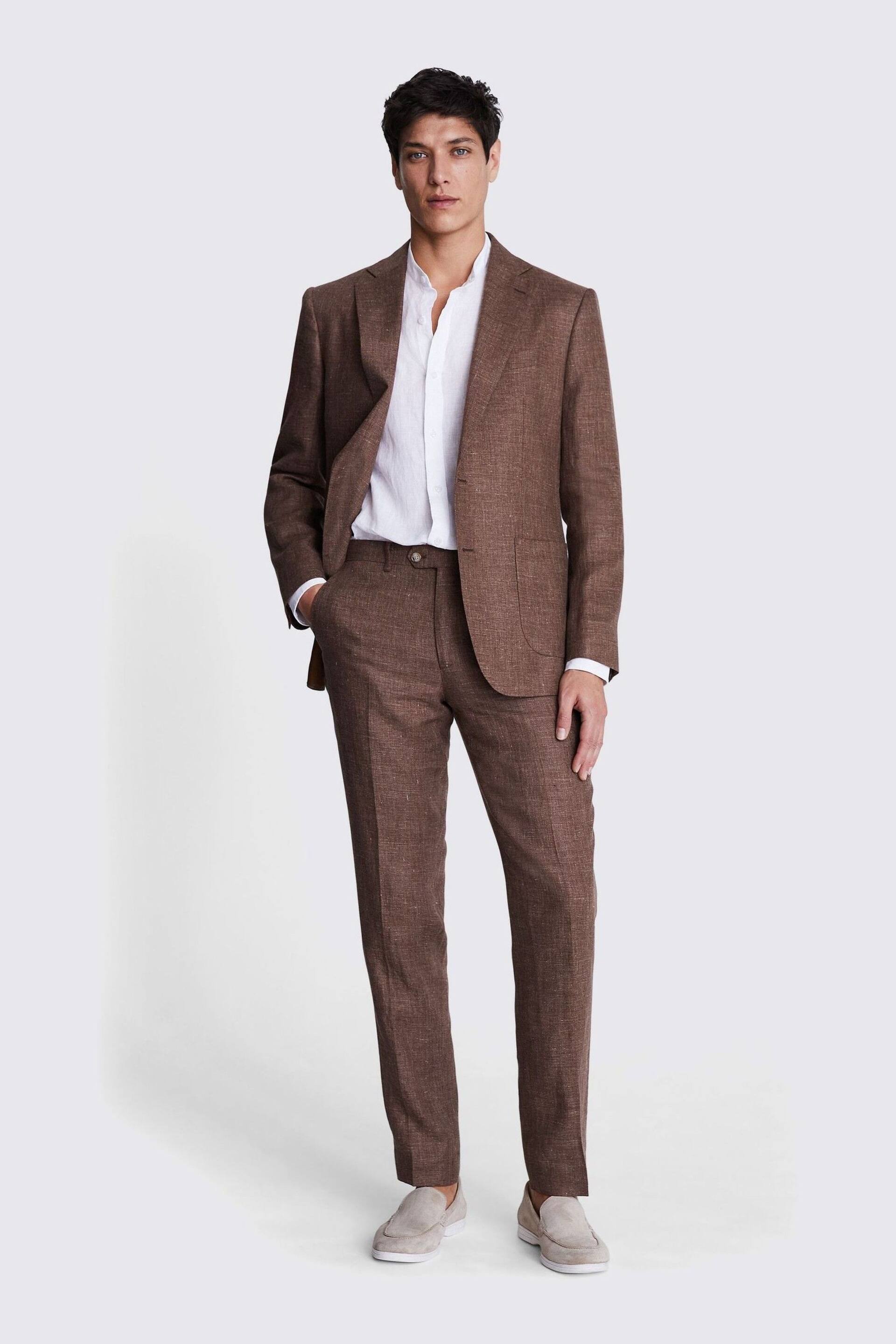 MOSS Tailored Fit Copper Linen Brown Jacket - Image 3 of 4