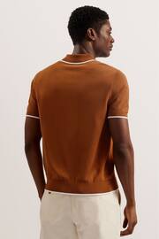 Ted Baker Brown Stortfo Short Sleeve Rayon Open Neck Polo Shirt - Image 4 of 6