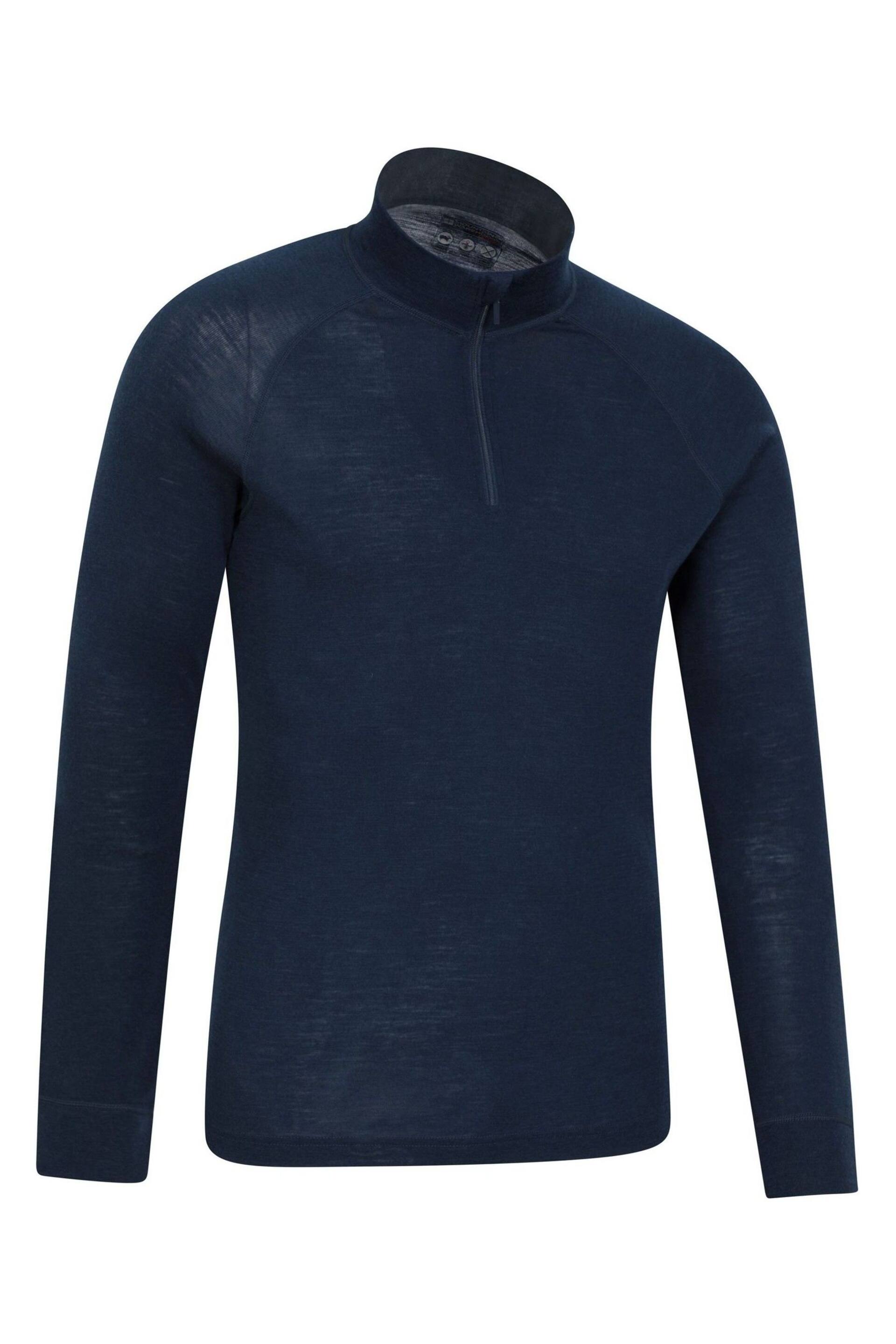 Mountain Warehouse Blue Mens Merino Zip Neck Thermal Top - Image 1 of 5