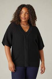 Live Unlimited Curve Open Stitch Knitted Kaftan Black jumper - Image 1 of 5