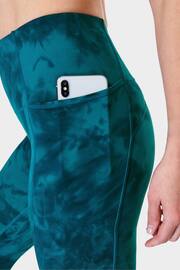 Sweaty Betty Reef Teal Blue Spray Dye 7/8 Length Super Soft Yoga Leggings - Image 6 of 8