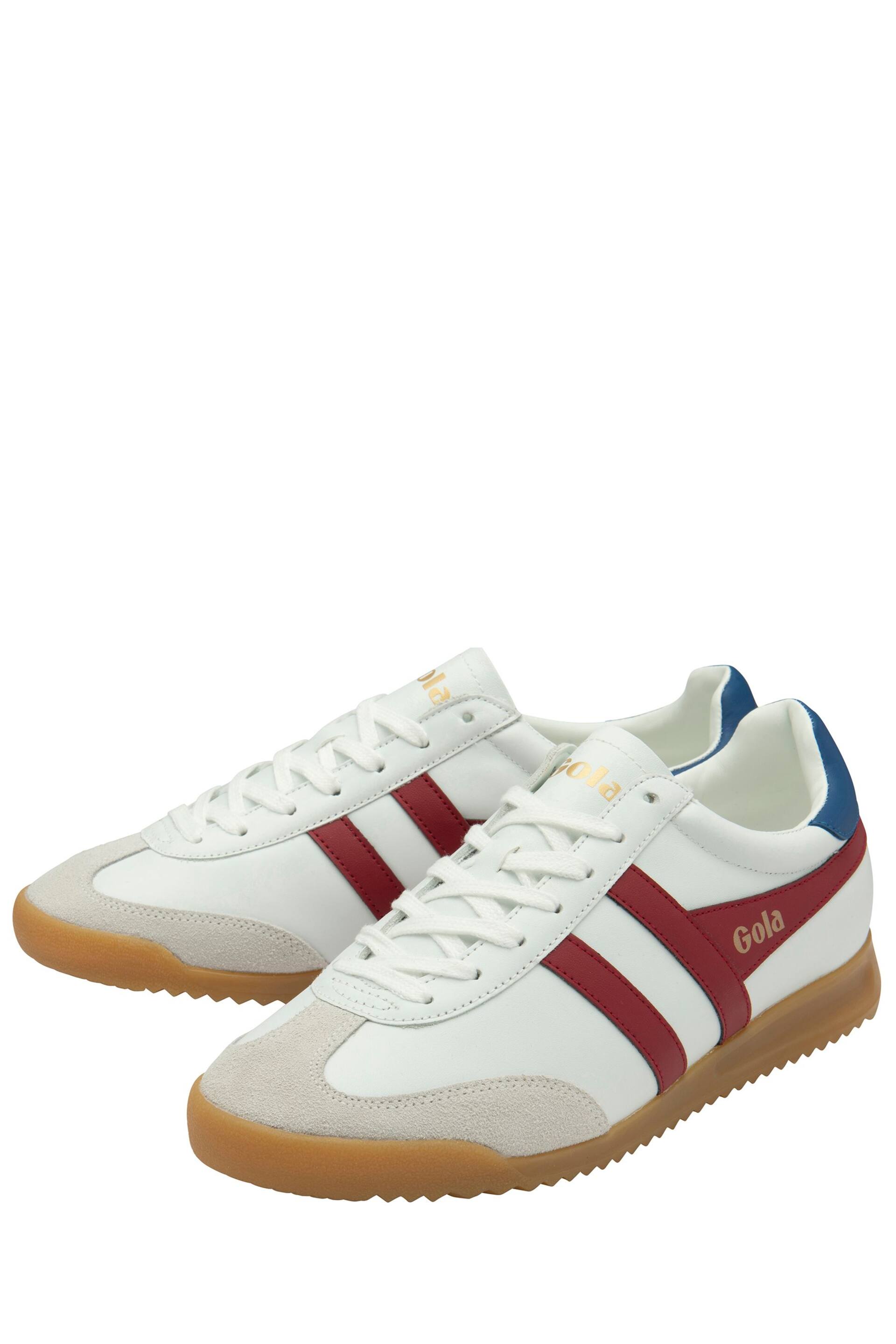 Gola White/Deep Red/Sapphire Mens Torpedo Leather Lace-Up Trainers - Image 2 of 4