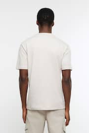 River Island Cream Studio Short Sleeve Slim Fit T-Shirt - Image 2 of 4