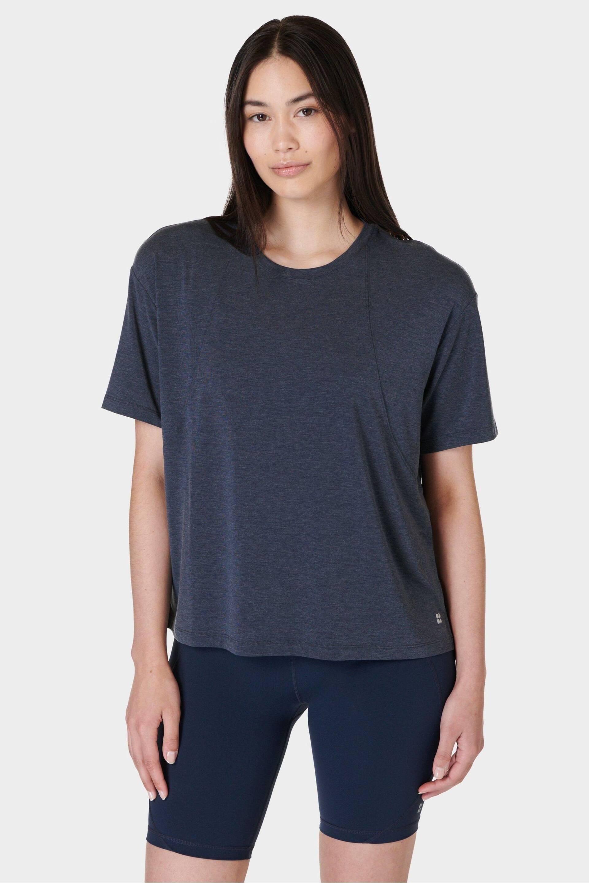 Sweaty Betty Navy Blue Soft Flow Studio T-Shirt - Image 3 of 8