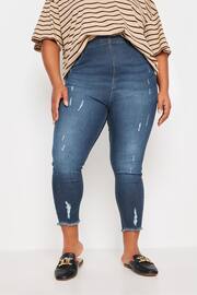 Yours Curve Blue Jenny Cat Scratch Cropped Jeggings - Image 2 of 5