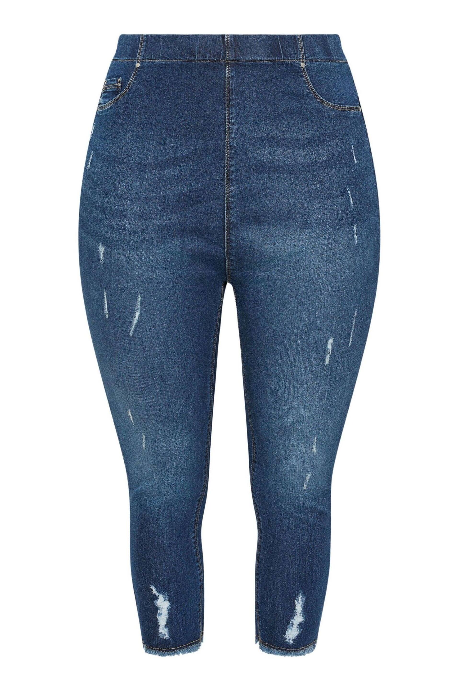 Yours Curve Blue Jenny Cat Scratch Cropped Jeggings - Image 5 of 5