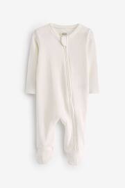 Mamas & Papas Rib White Zip Sleepsuit - Image 1 of 3