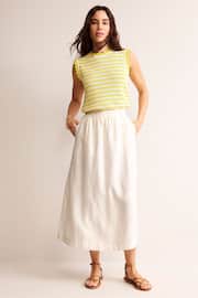 Boden Cream Petite Florence Linen Midi Skirt - Image 1 of 5