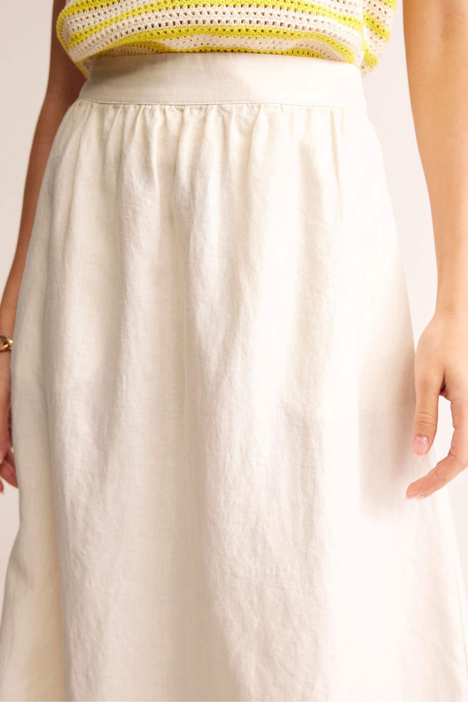 Boden Cream Petite Florence Linen Midi Skirt - Image 2 of 5