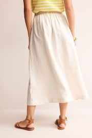Boden Cream Petite Florence Linen Midi Skirt - Image 3 of 5