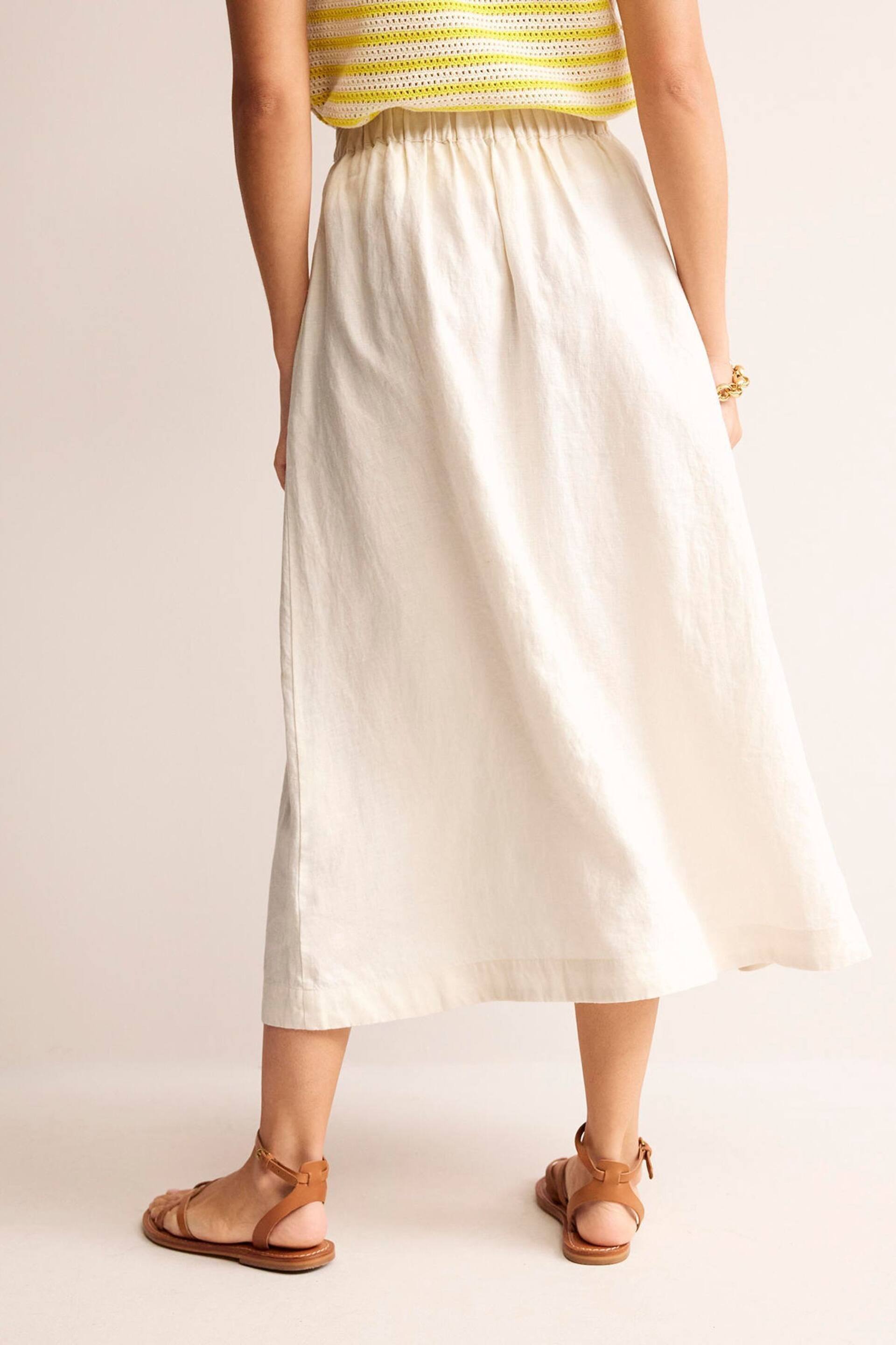 Boden Cream Petite Florence Linen Midi Skirt - Image 3 of 5