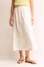 Boden Cream Petite Florence Linen Midi Skirt - Image 4 of 5