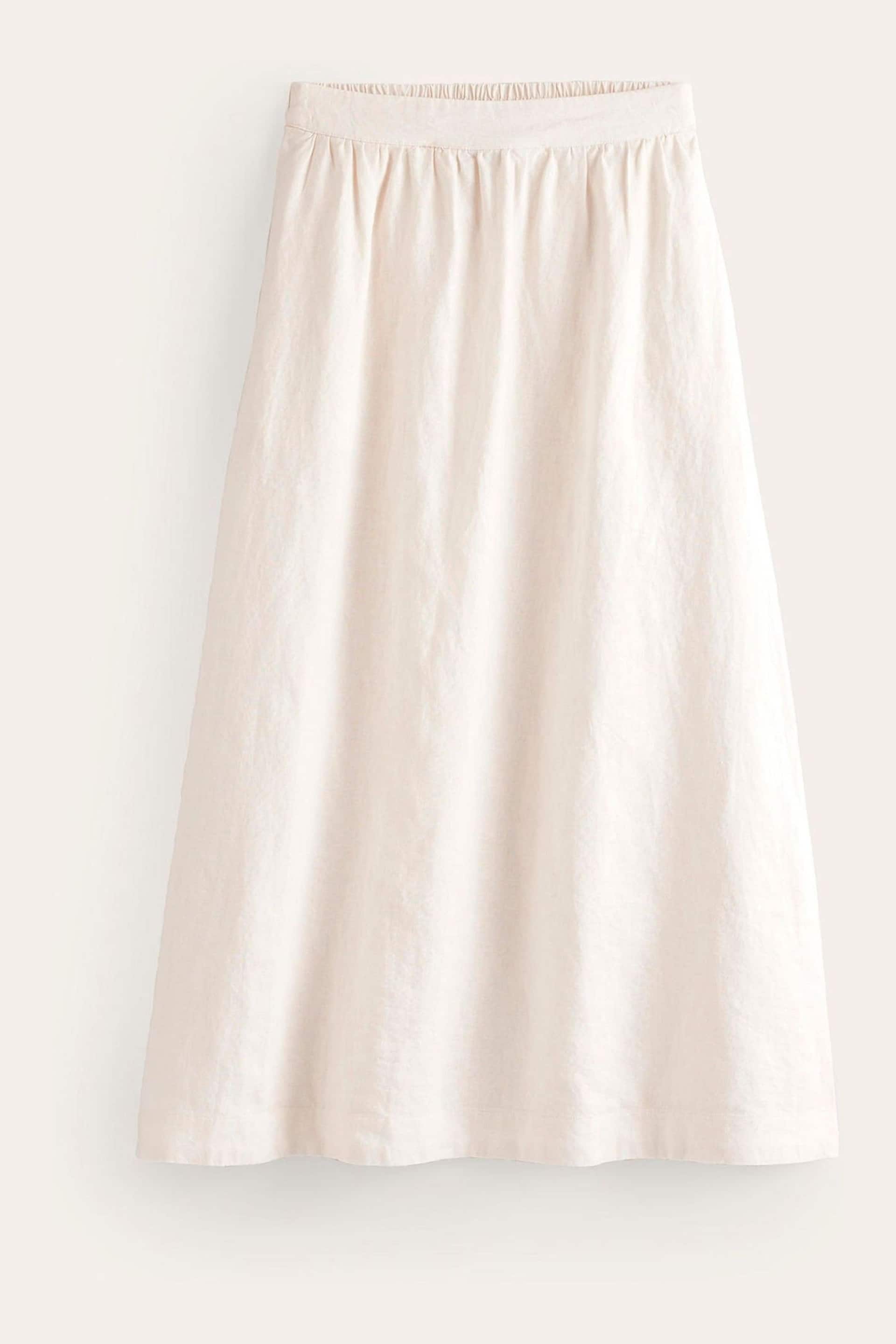 Boden Cream Petite Florence Linen Midi Skirt - Image 5 of 5