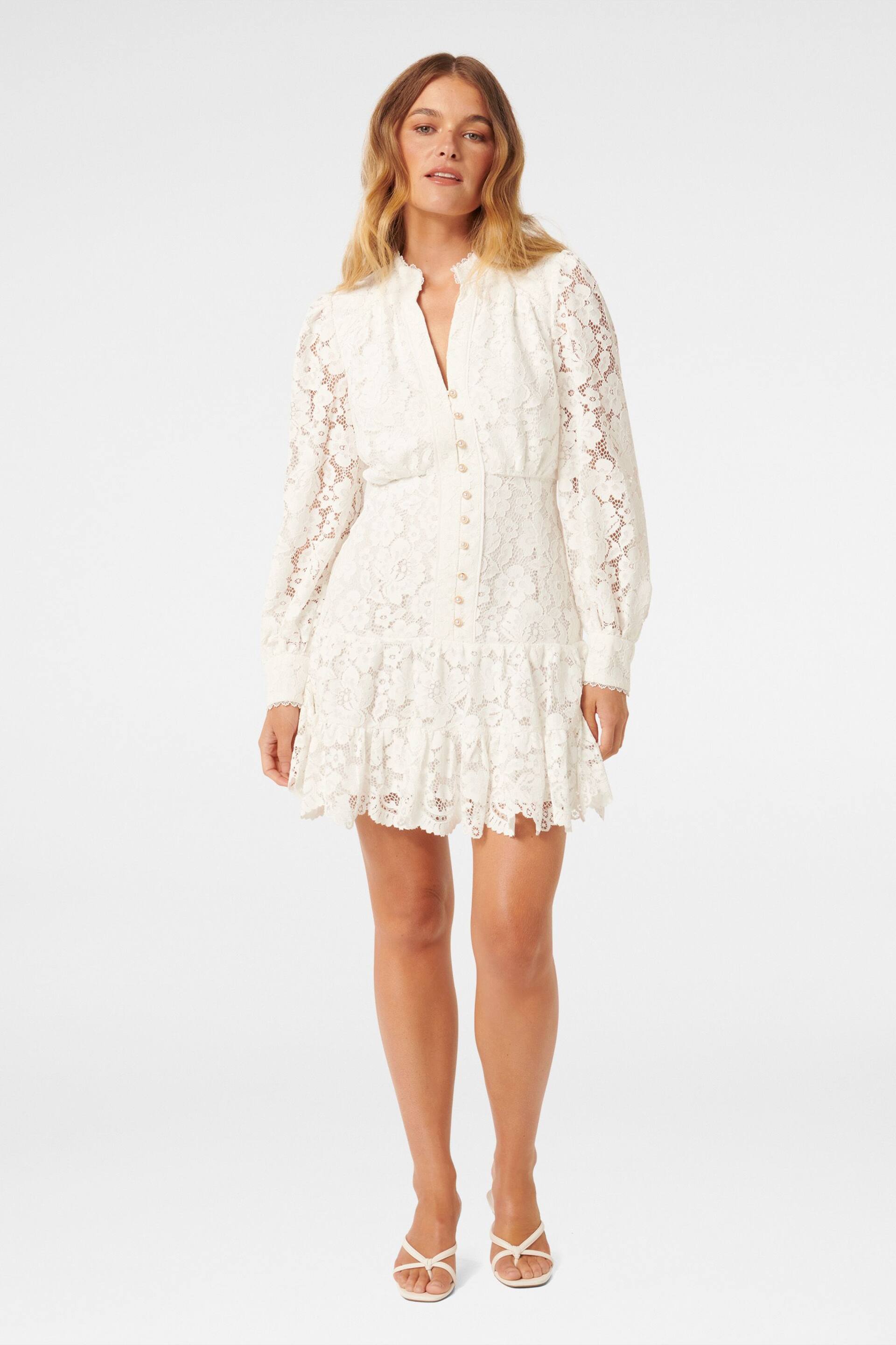 Forever New White Evie Petite Lace Mini Dress - Image 5 of 5