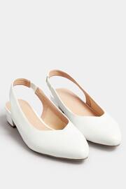 Long Tall Sally White Slingbacks Point Mid Block Shoes - Image 3 of 5