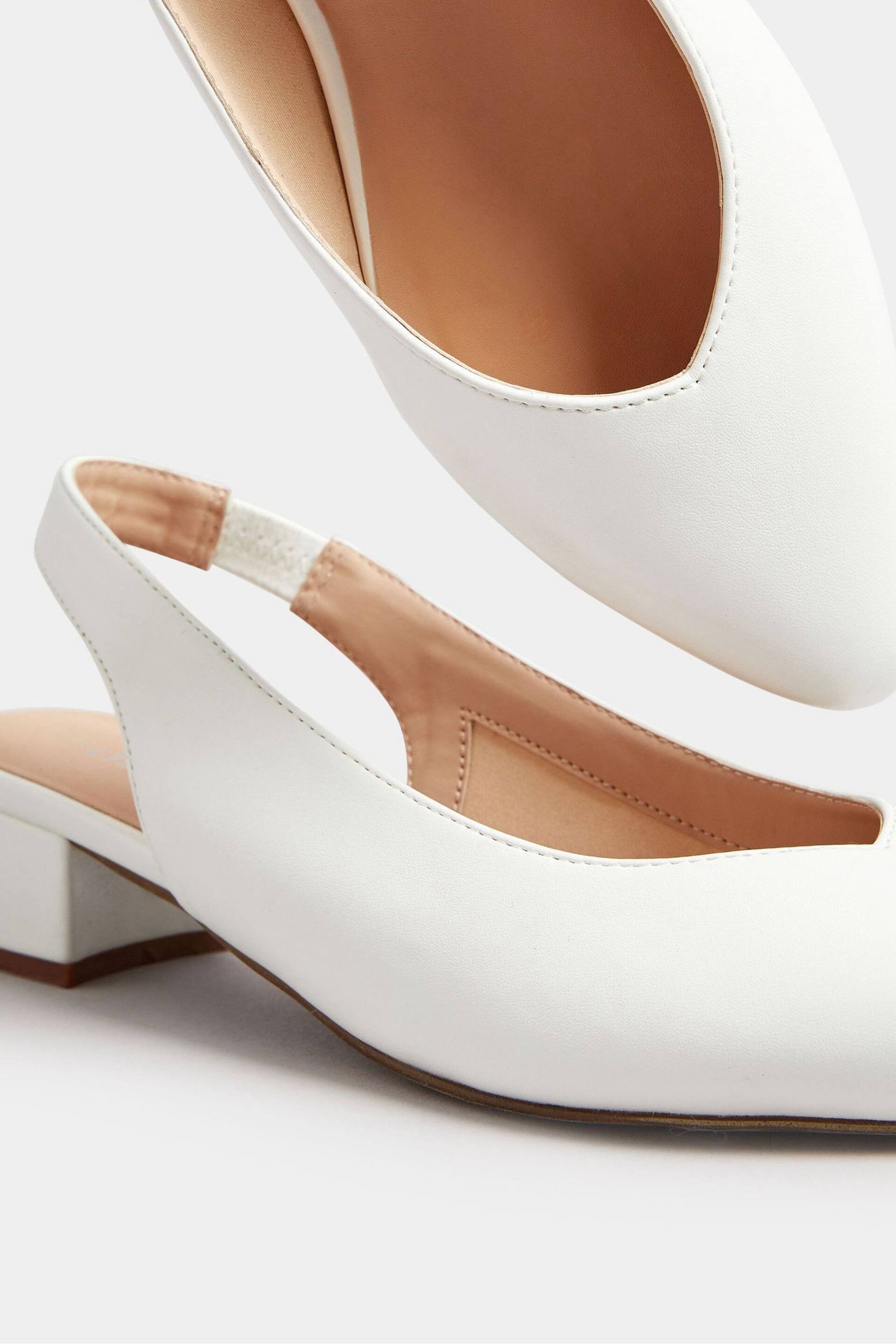 Long Tall Sally White Slingbacks Point Mid Block Shoes - Image 5 of 5