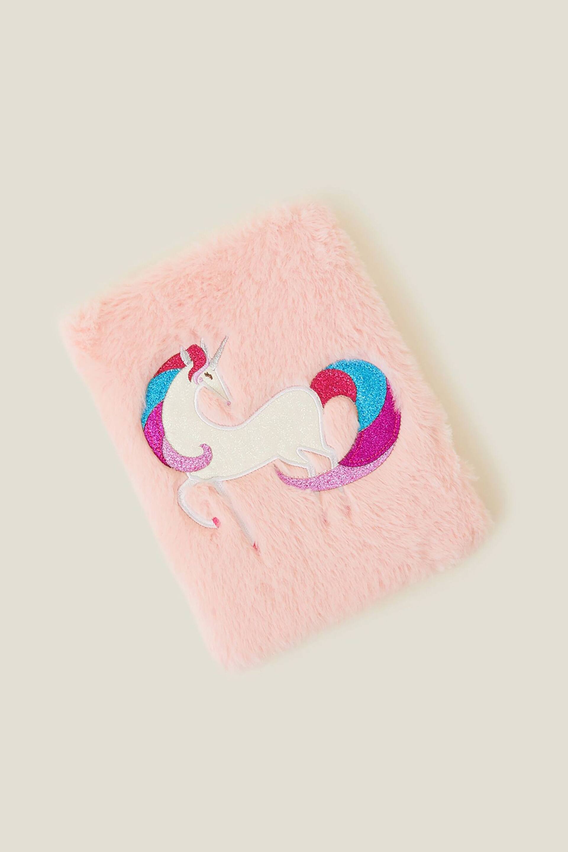 Accessorize Pink Girls Faux Fur Unicorn Notebook - Image 1 of 2