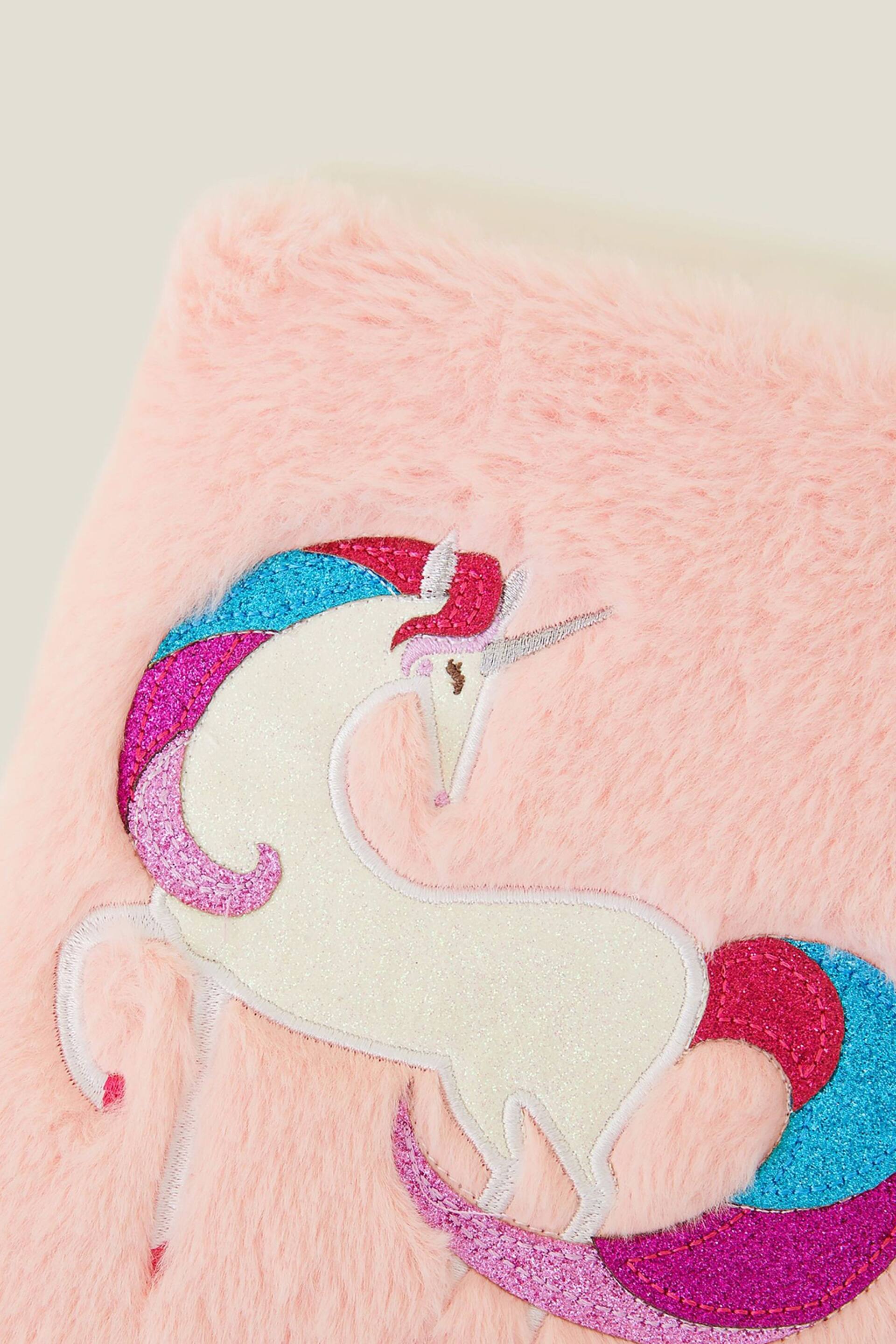 Accessorize Pink Girls Faux Fur Unicorn Notebook - Image 2 of 2