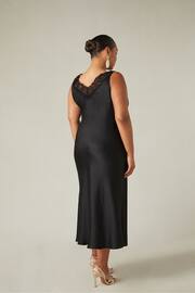 Live Unlimited Curve Black Satin Lace Slip Dress - Image 4 of 5