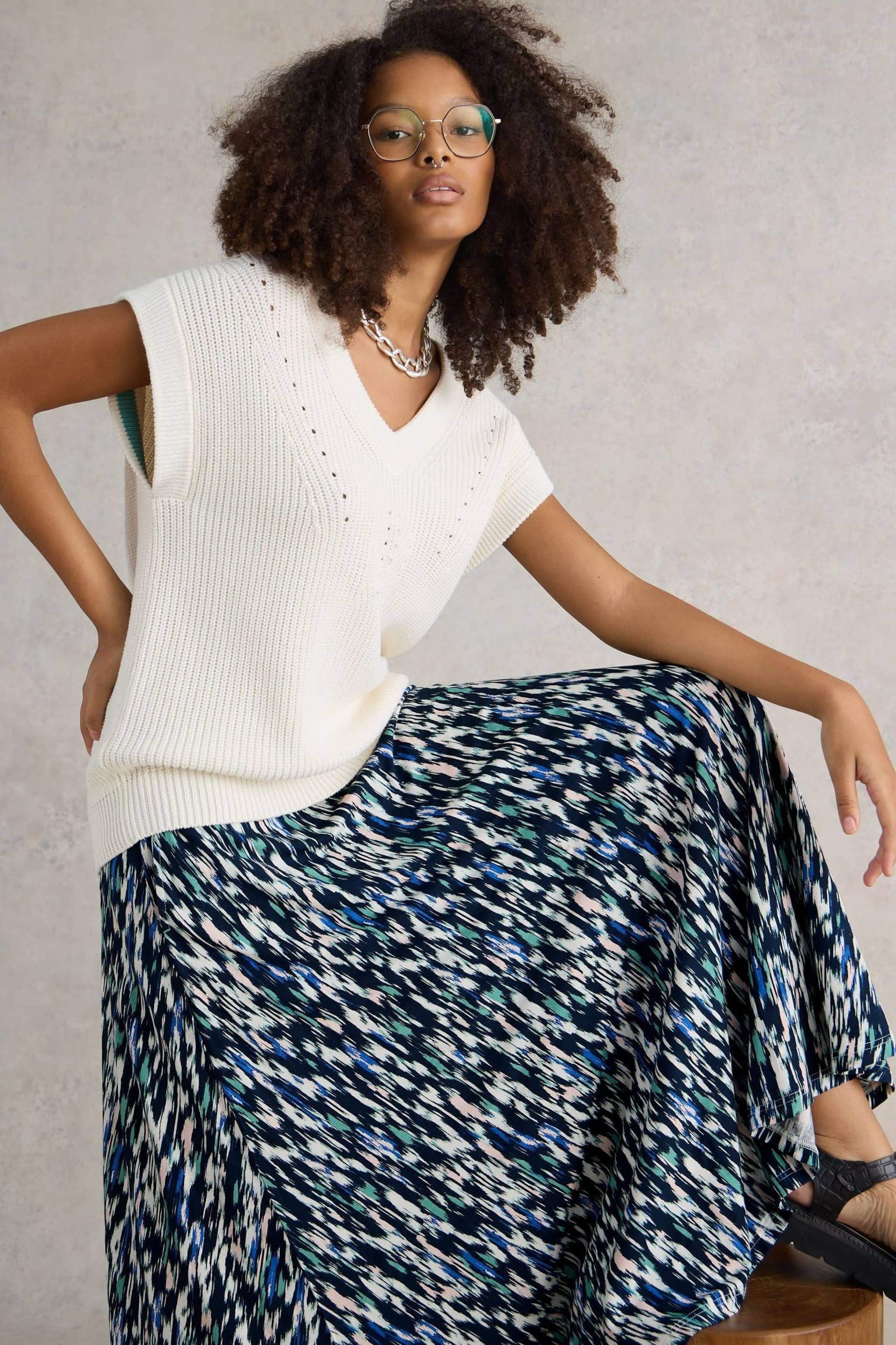 White Stuff Blue Jada EcoVero™ Maxi Skirt - Image 4 of 7