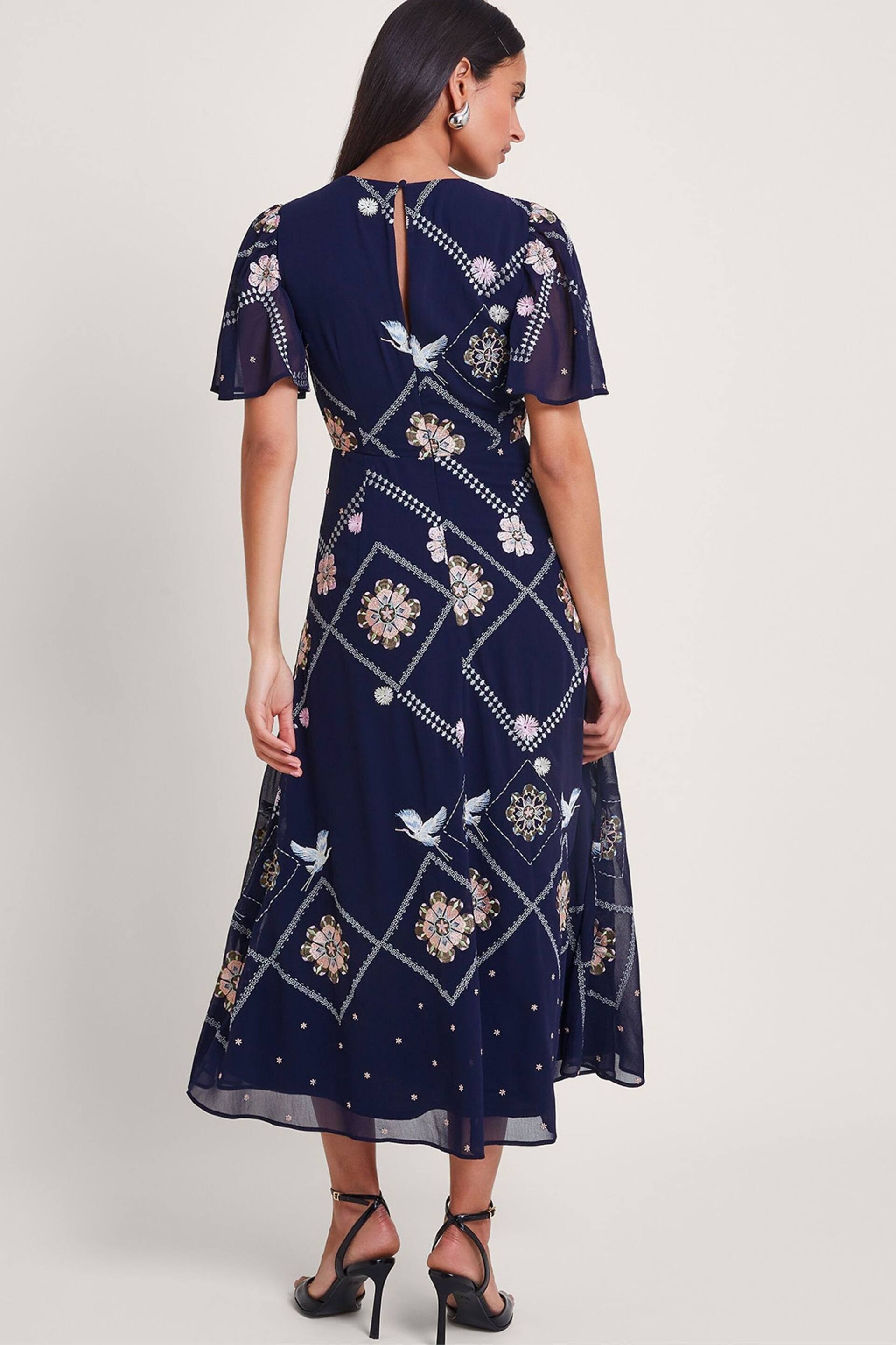 Monsoon Blue Neela Embroidered Tea Dress - Image 2 of 5